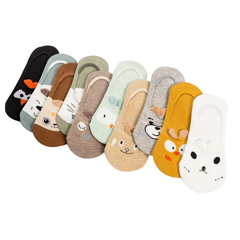 Новые летние носки женские хлопковые невидимые с героями мультфильмов японские