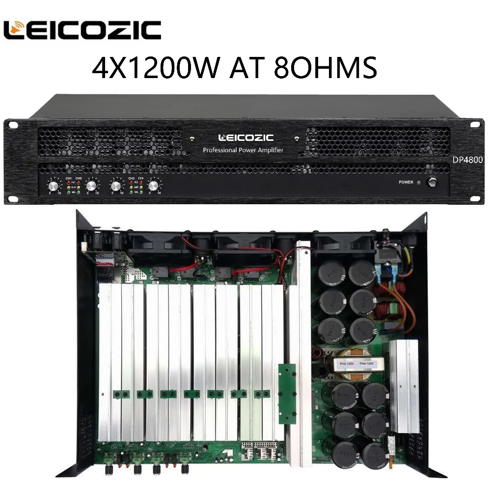 Leicozic DP41200 макс 2000 Вт* 4 Профессиональный усилитель мощности стерео усилитель 1200 Вт* 4 канальный усилитель для сценических представлений