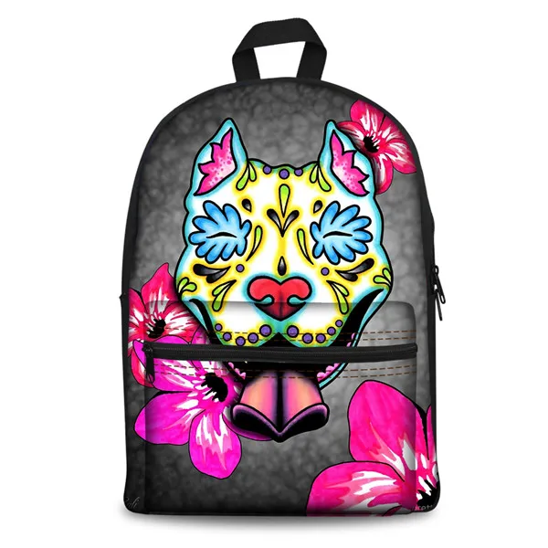 H5373J FORUDESIGNS/День мертвых Французский бульдог Женские Рюкзаки повседневные холщовые школьные рюкзаки для девочек-подростков женские сумки - Цвет: H5373J