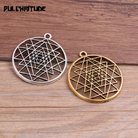 6pcs 3539mm metal alloy two color geometry round charms pendants for jewelry making diy handmade craft