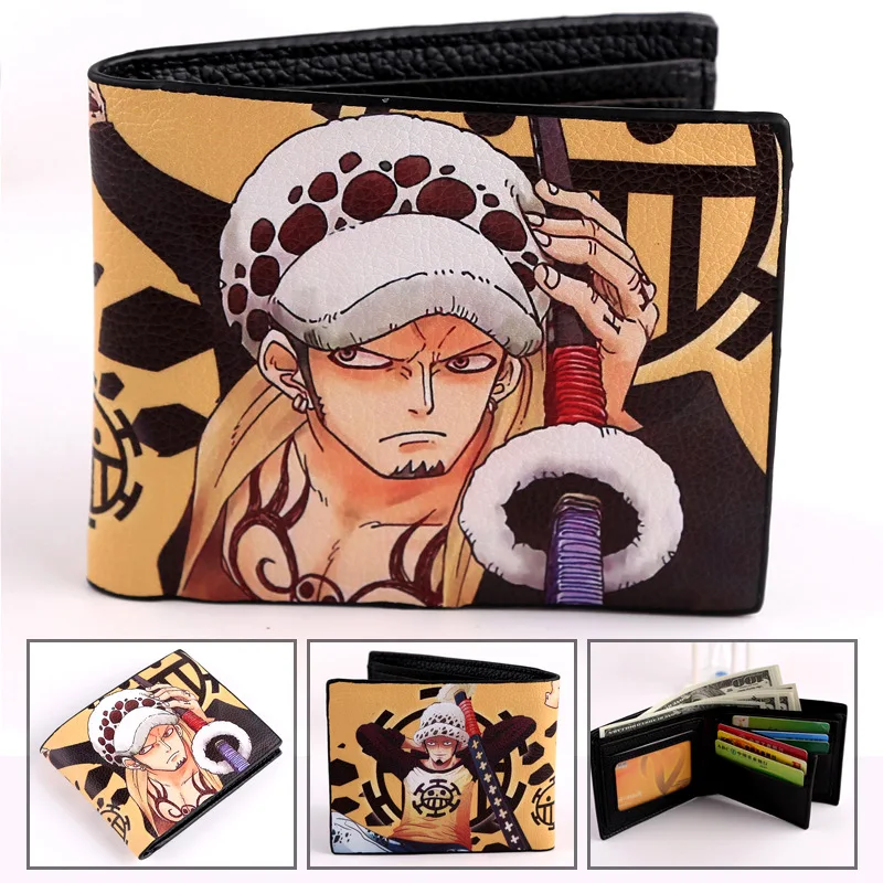Аниме кожаный бумажник цельнокроеное черное Butler Sword Art Online Pokemon Rem кошелек с изображением Аниме Короткие Складные держатели Слои сумка с персонажем мультфильма - Color: One Piece-03