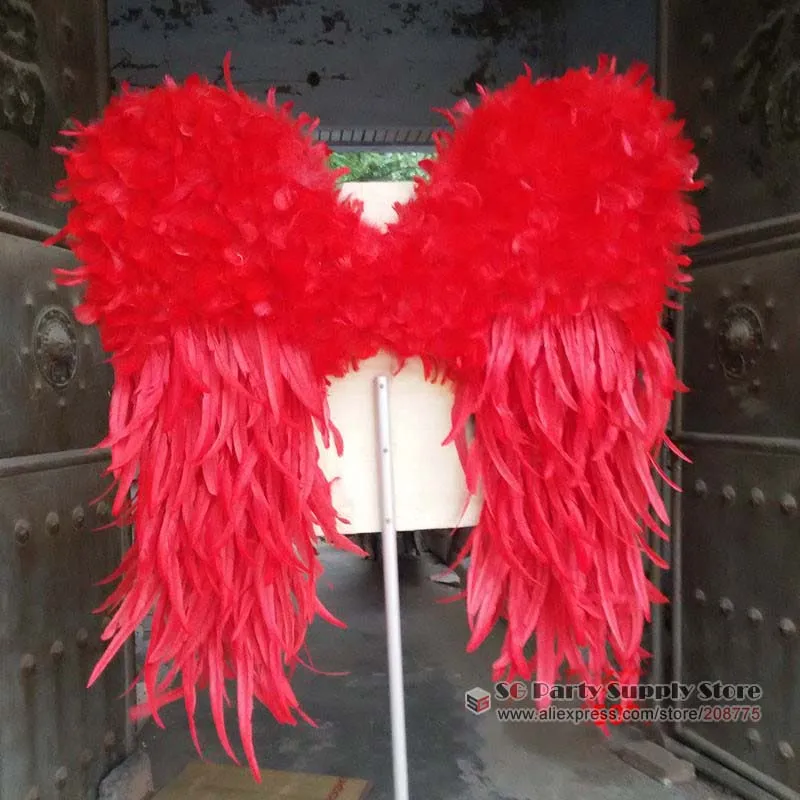 Large luxury beautiful Red feather angel wings COS game supply party stage show Displays shooting props EMS free shipping | Дом и сад
