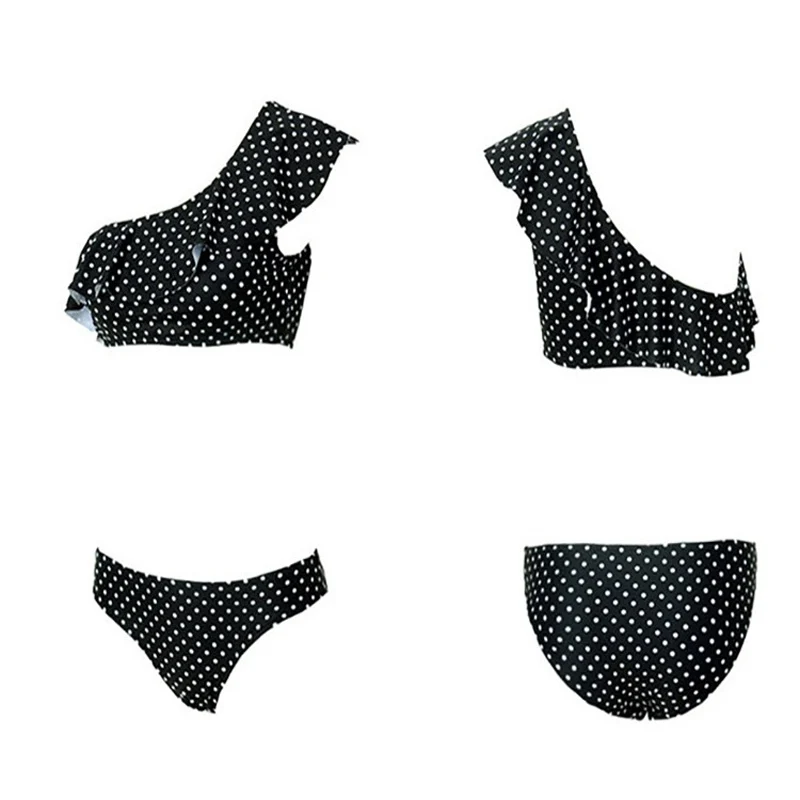 Bikinis 2019 One Shoulder Bikini Set Swimsuit Ruffle Swimwear Women Dot Swimming Suit for Sexy biquini Beachwear |