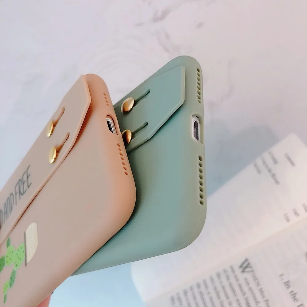 Мягкий чехол для iPhone X XR XSMax С КАКТУСОМ и ремешком силиконовый с кольцом мягкая