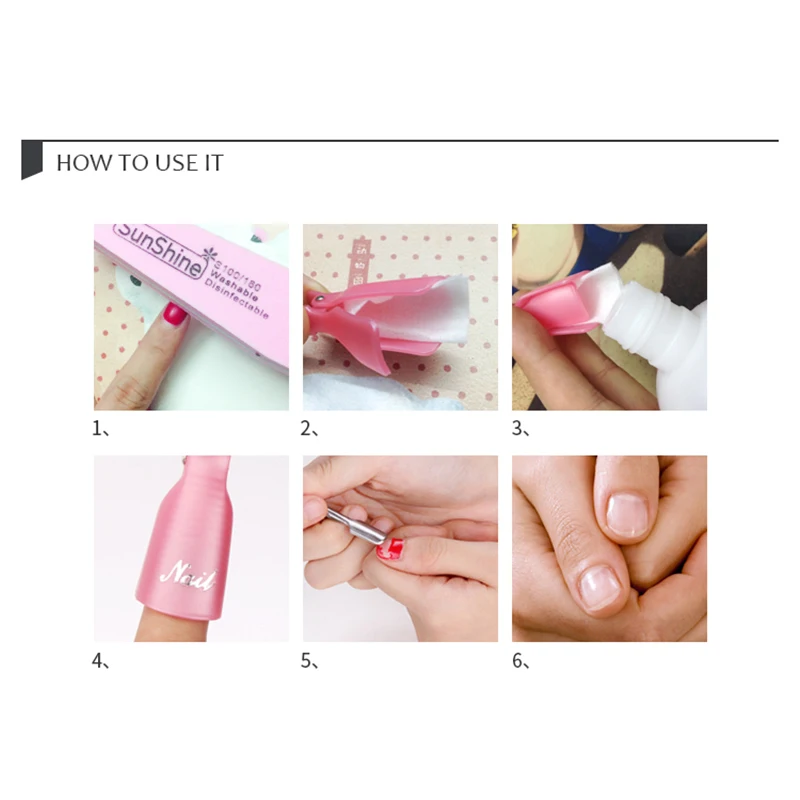 10 шт. пластиковый дизайн ногтей замачиваемый колпачок зажим средство для снятия