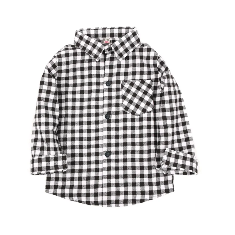 Модные рубашки в клетку с воротником одежда для мальчиков повседневные топы