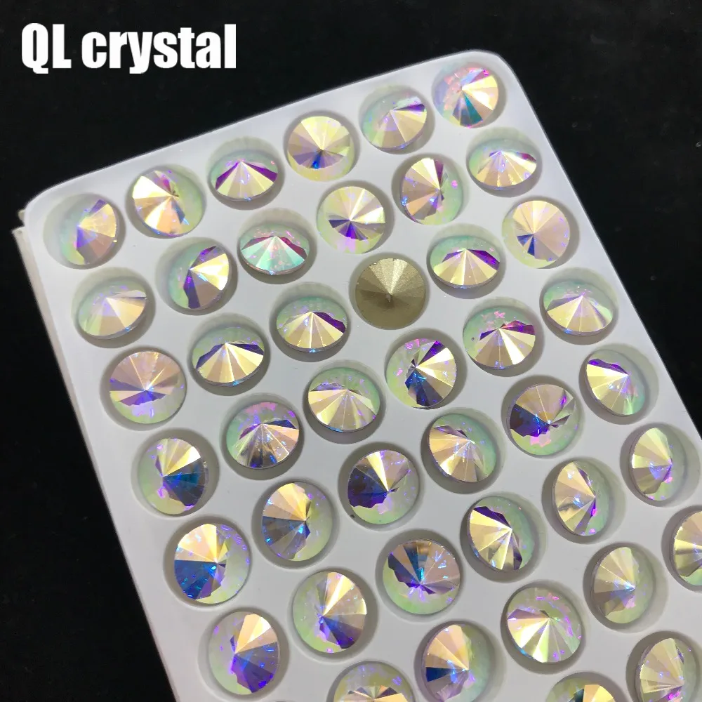 Wholesale All Sizes Colors AB Round Rivoli glue on Rhinestone pointback Glass Crystal Sew-on Stone for DIY clothes material | Дом и сад