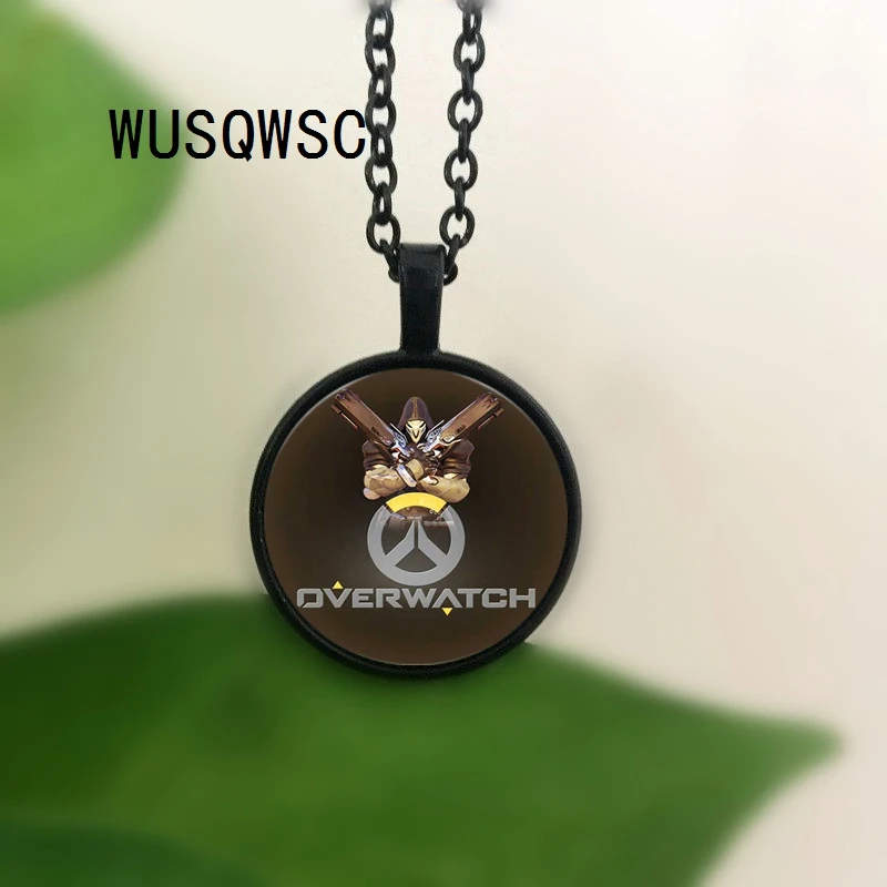 WUSQWSC 2018 поп-игра серии OW цепи ожерелье логотип Overwatch с угрюмой жнец стекло
