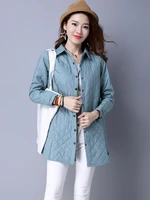 2019 new cotton coat woman winter solid color parker elegant long sleeved jacket single breasted elegant loose thin cotton coats
