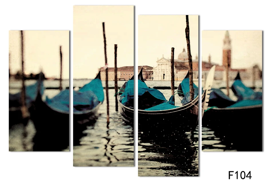 4 шт./лот Бесплатная доставка синяя лодка морской пейзаж Современная Настенная