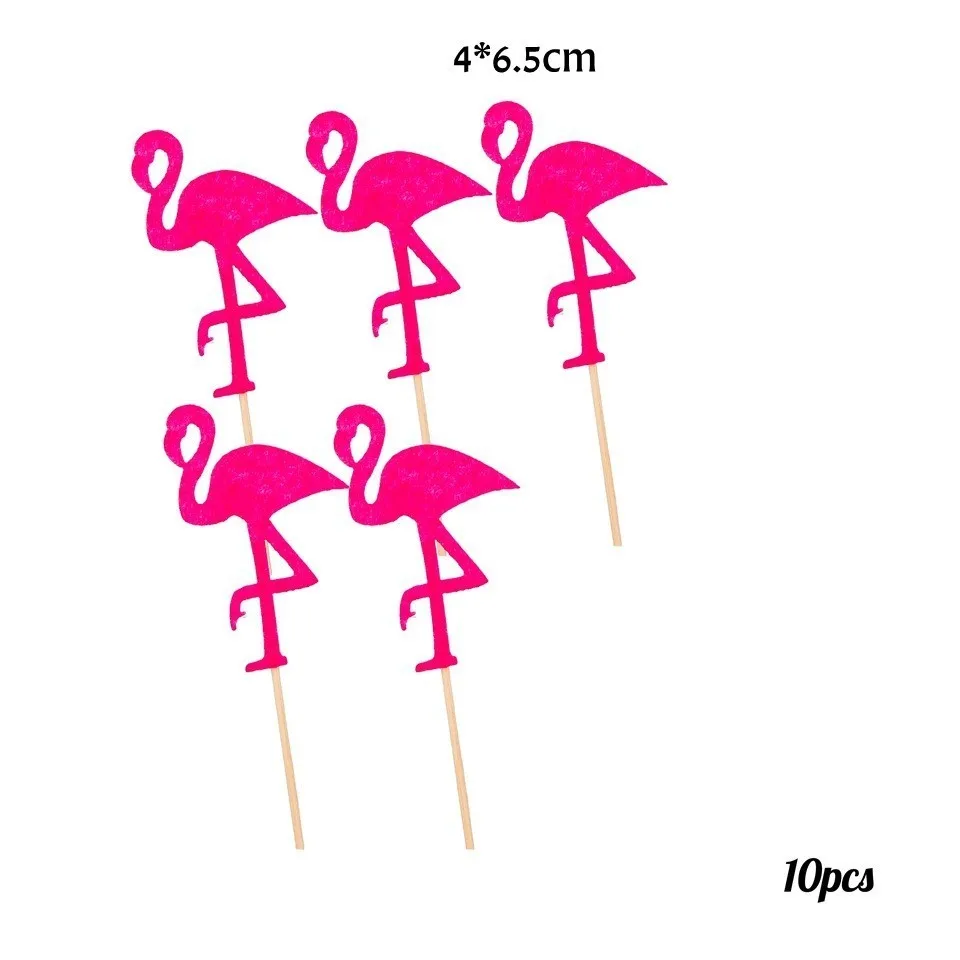 10pcs Flamingo 1 комплект Фламинго кекс топперы ананас пальмы топперы Алоха летние бассейн вечерние Свадебные День рождения детский душ украшения принадлежности - Цвет: 10pcs Flamingo