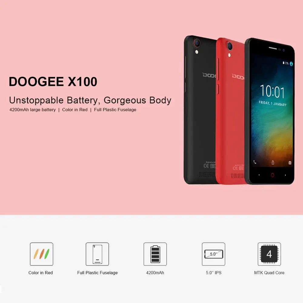 Doogee X100 Android 8 1 мобильный телефон 4200 мАч экран 0 5 дюйма четырехъядерный смартфон Гб ОЗУ ПЗУ 5.0MP двойная SIM 3g WCDMA