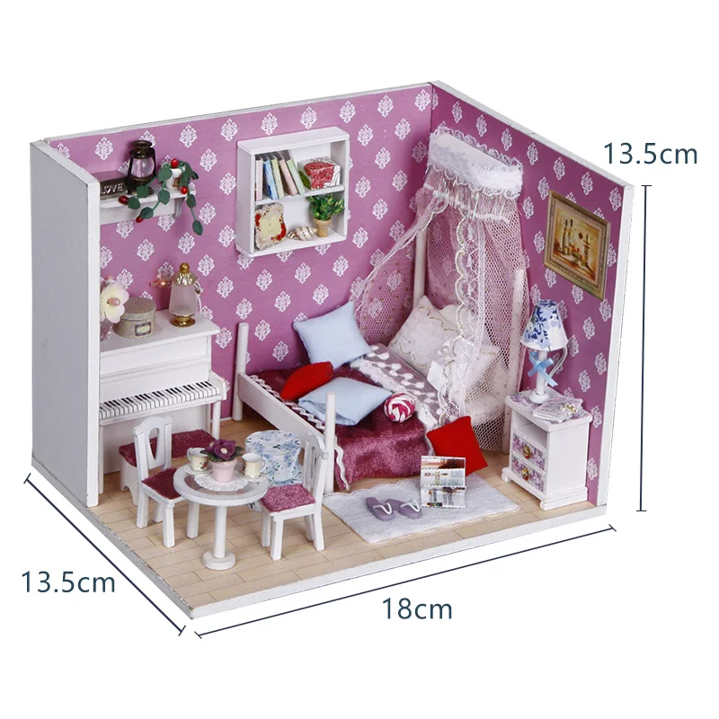

Assemble Diy Puzzle 3D Miniature Dollhouse Furnitures Model Wooden Doll House Miniature DIY Toys for Children Birthday Gifts