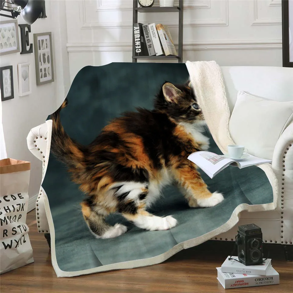 1 шт. детское плюшевое покрывало с 3D принтом в виде кота|Одеяла| |