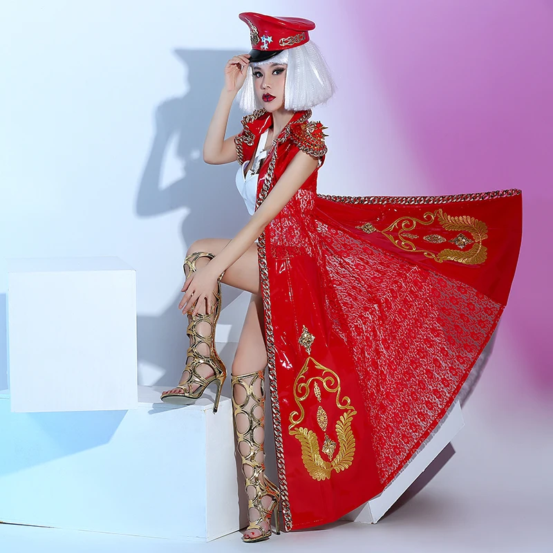 Женский плащ-Тренч с вышивкой черный металлический кружевной для сцены