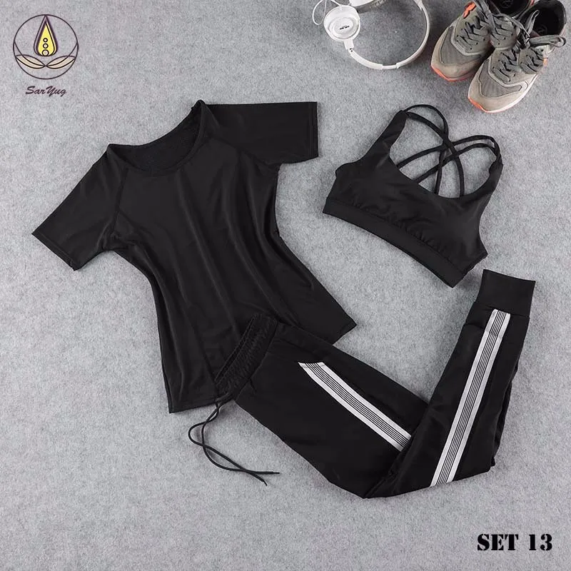 Новинка 3 шт. бесшовный топ для йоги Женская Спортивная безрукавка леггинсы