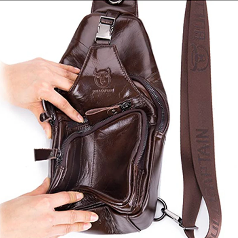 Мужская сумка-мессенджер BULLCAPTAIN из натуральной кожи повседневная сумка через