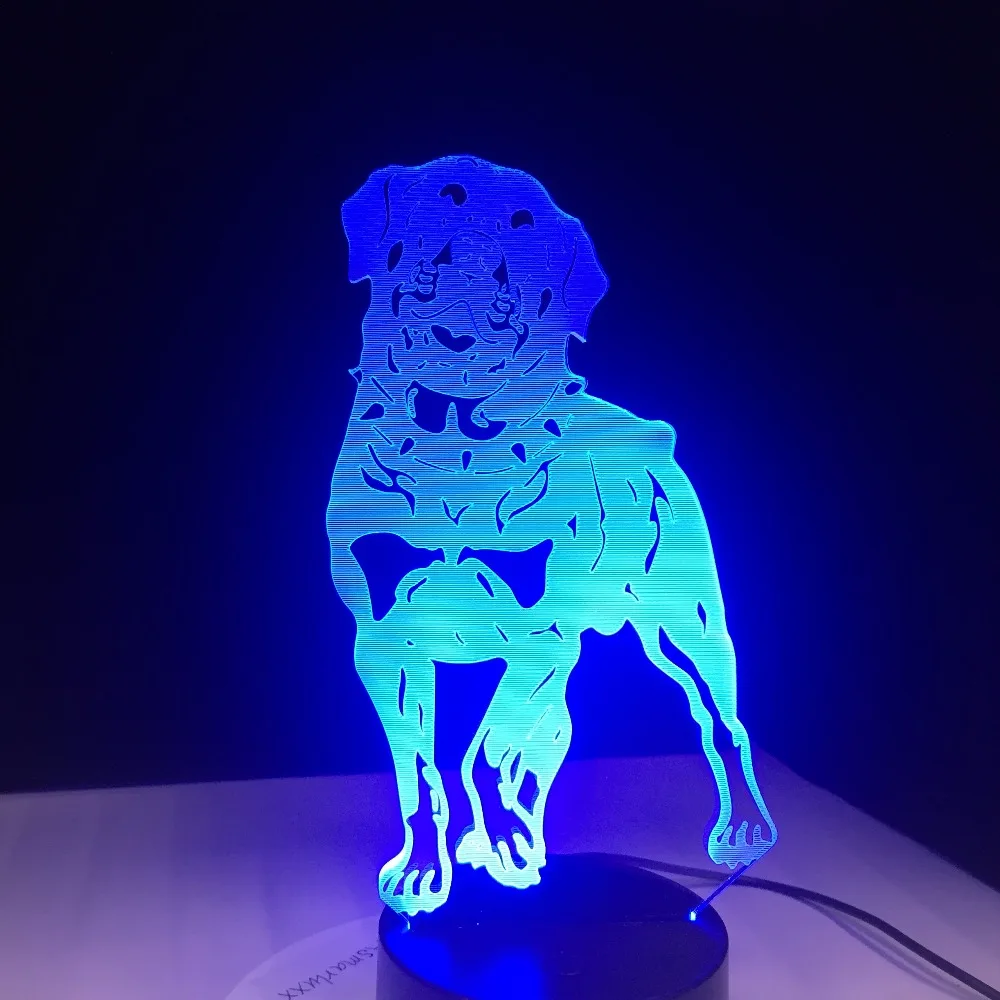 Немецкий Ротвейлер 3D Собака лампа животные огни настольная USB СВЕТОДИОДНЫЙ