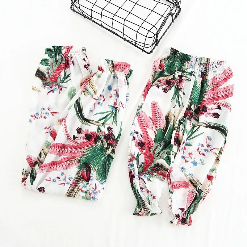 Одинаковые наряды для всей семьи летние модные брюки с принтом мамы и дочери