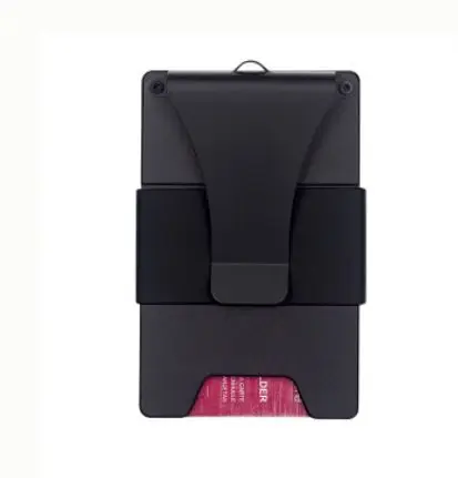Black rfid wallet Чехол для ID банковских карт из алюминиевого сплава, держатель для кредитных карт, RFID, не сканирующий мини-кошелек с зажимом для денег, мужской, Carteira Masculina Billetera - Цвет: Black rfid wallet