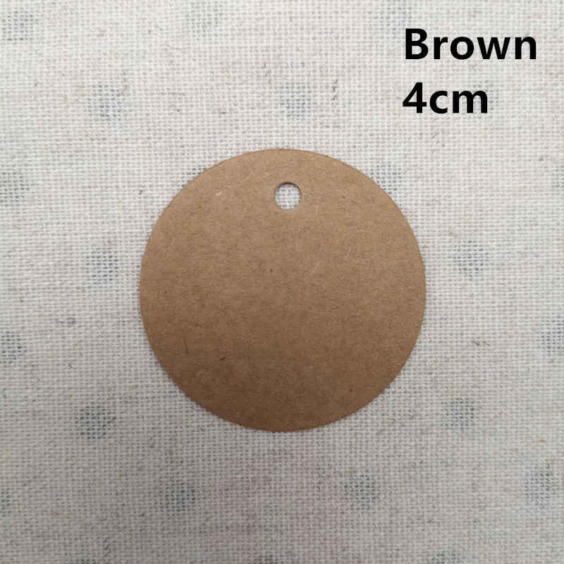 Brown 4 cm 100 шт крафт несколько размеров бумажные бирки круглые багажные банкноты свадебные пригласительные карты Пустые Подарочные ценники бирки Рождественский Декор - Цвет: Brown 4 cm