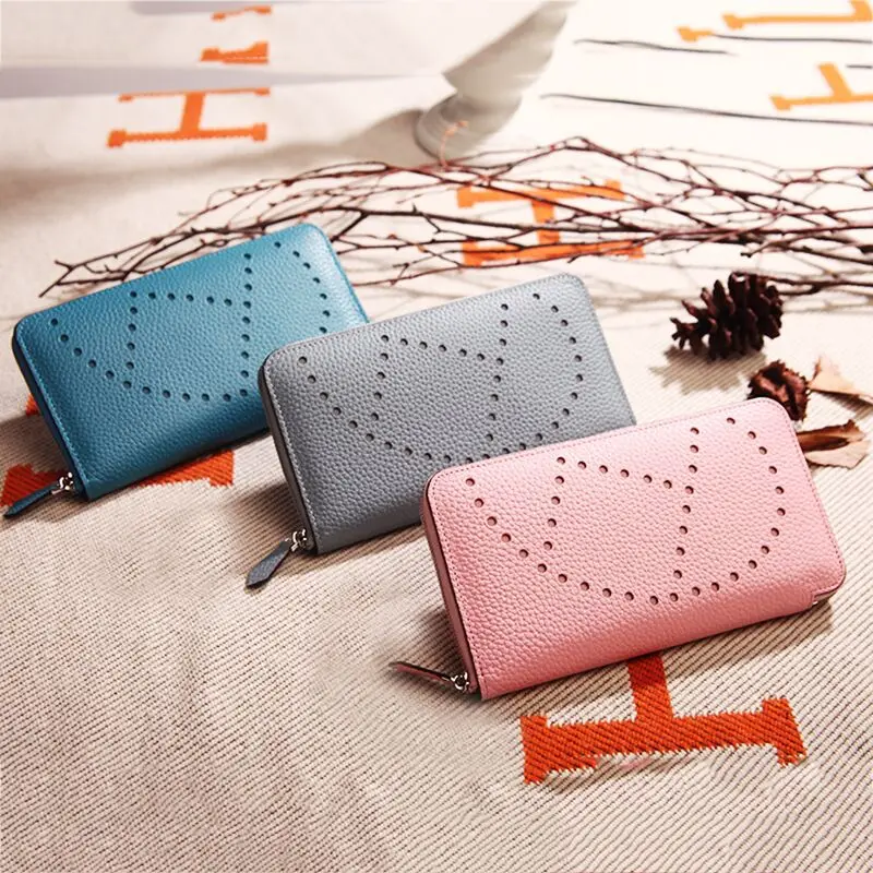 

New Fashion Wonen Genuine Leather Wallet Lychee Grain Cowhide Leather Day Clutches Classic handbag Men Wallets Money B