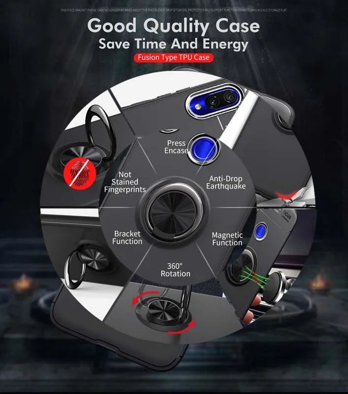 Чехол для Xiaomi Redmi Note 8, 7, 6, 5, 4, 4X, 4A, 5A, 6A, 7A, S2, K20, Pro, A2, Lite, силиконовое кольцо, магнитный автомобильный держатель, задняя крышка для телефона