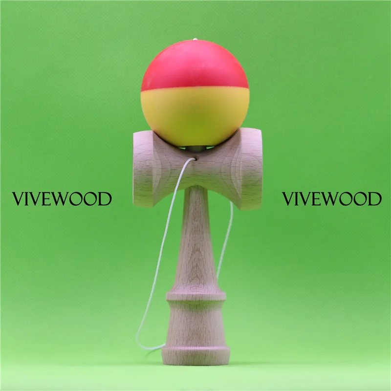 Полуспилт Kendama 60 мм бук TAMA с коническим покрытием 22 красное/желтое шелковое