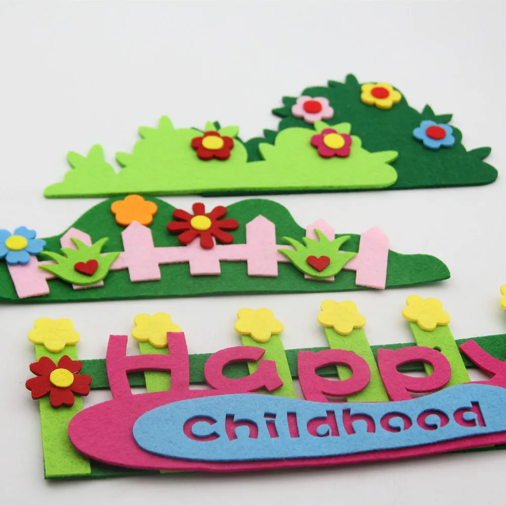 Новый дизайн цветы трава ограда войлок для самостоятельной сборки наклейки