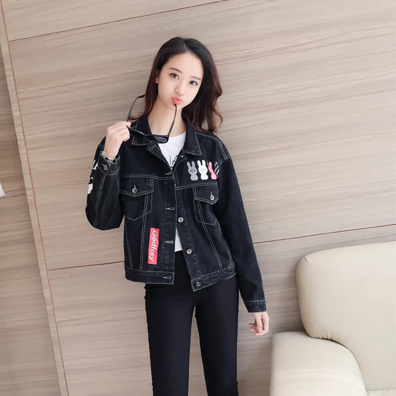 Новое поступление 2017 года Осенняя женская джинсовая куртка карманы украшения