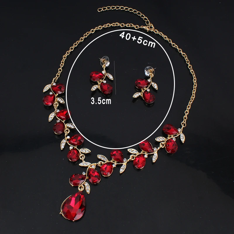 Женский свадебный комплект ювелирных изделий из колье и серёг 3 цвета|Ювелирные