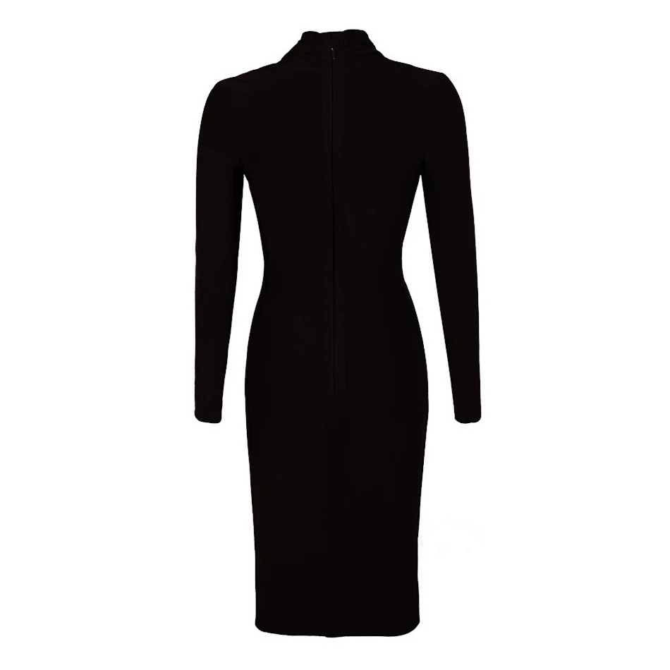 Новинка осени женские повязки Обтягивающее Платье Vestidos Длинные рукава сексуальное нижнее белье с глубоким v-образным вырезом драпированное платье сексапильное Клубное вечернее платье