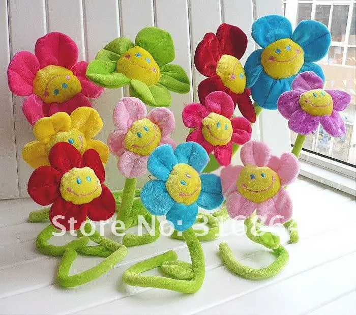 

Free shipping Cloth art sunflower plush toys spend sunflower spend curtain buckle 8 color to choose 56pcs/lot