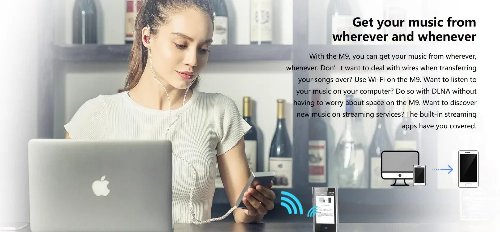 FiiO M9 с 32 Гб tf-картой Портативный Аудио плеер высокого разрешения AK4490EN* 2 wifi Bluetooth DSD128 USB аудио USB DAC SPDIF выход