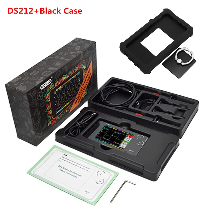DS212 with BLK Case 2 канала Мини DSO Nano DSO212 DS212 цифровой осциллограф Профессиональный портативный DS 212+ MCX комбинированный зонд+ Чехол держатель кольца - Цвет: DS212 with BLK Case
