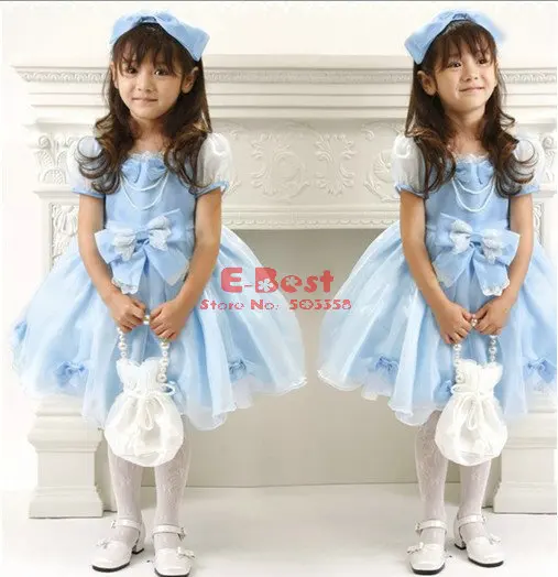 New Arrival! 4pcs Short sleeves full dress Summer Girl Fashion bowknots ball gown Kid dresses Girls clothes one-pieces | Детская одежда