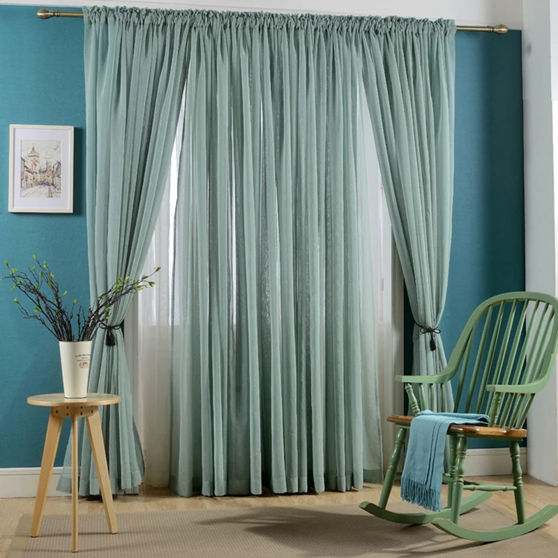 Dark-green Tulle Curtains for Living Room Window Bedroom Kitchen Home Decor Modern Sheer Voile Drapes 1PC | Дом и сад