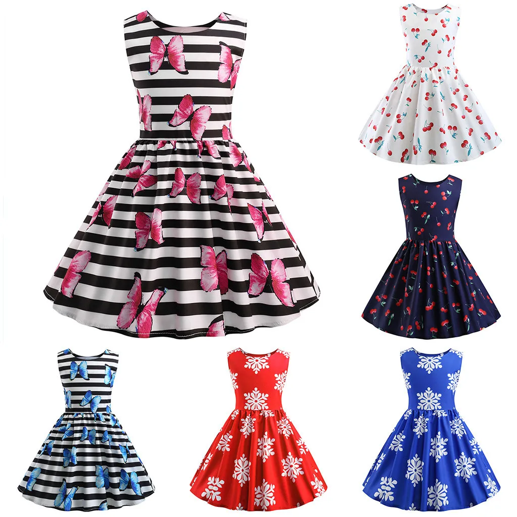 Toddler Kids Baby Girls Sleeveless Printing Princess Party Pageant Tutu Dresses 2019 Summer Baptism princess birthday party | Детская