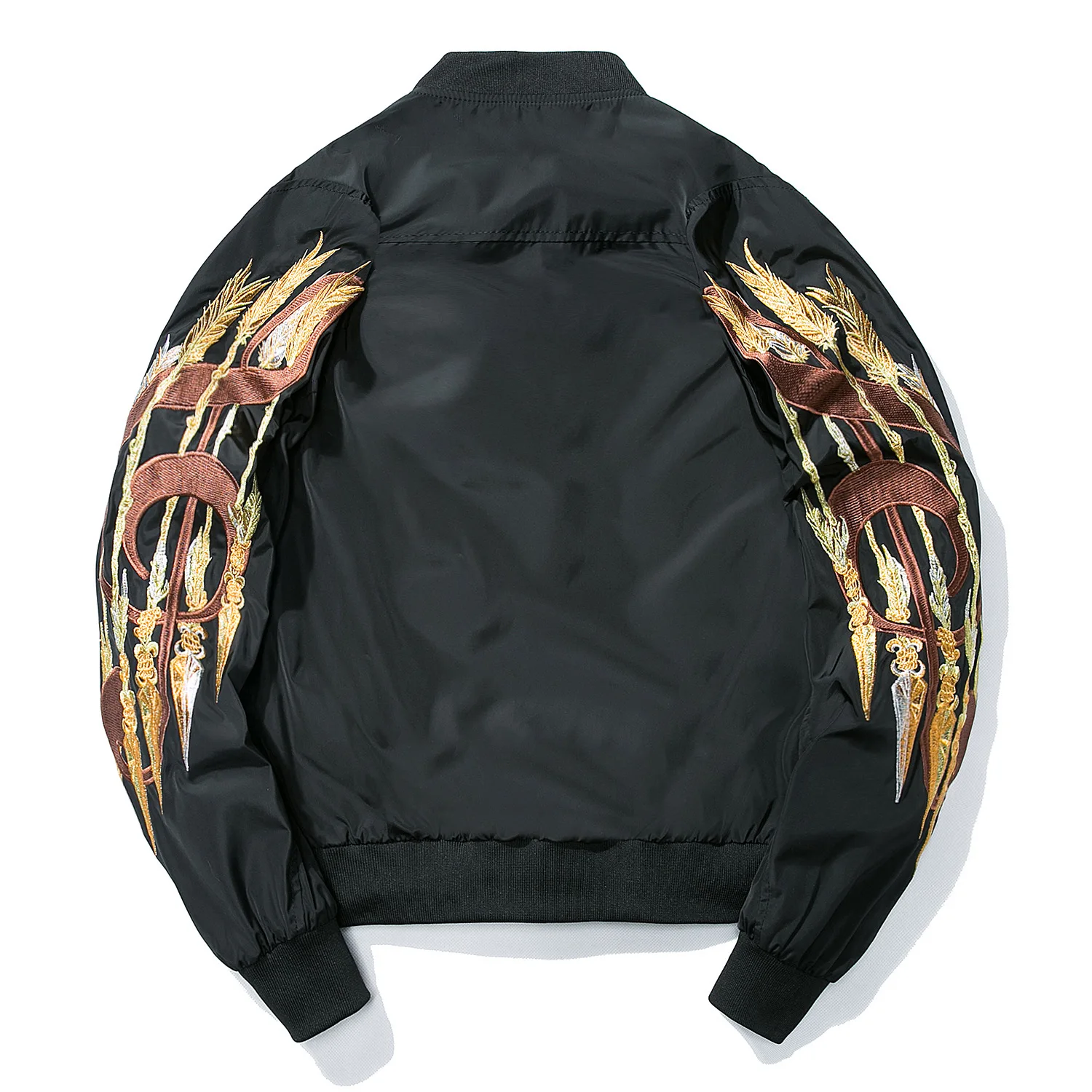 Мужская куртка бомбер с вышивкой черная брендовая одежда куртки стойки весна