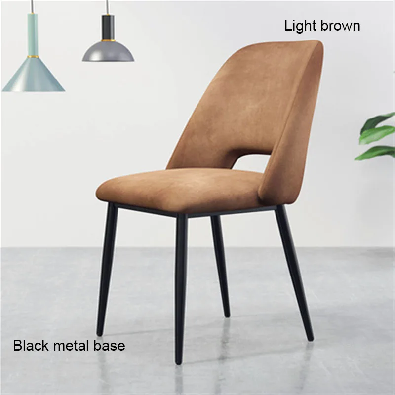 Black base Brown Современный минималистичный скандинавский обеденный стул из нержавеющей стали Повседневная мебель домашний стул ресторан кухня диван для кафе стул - Цвет: Black base Brown