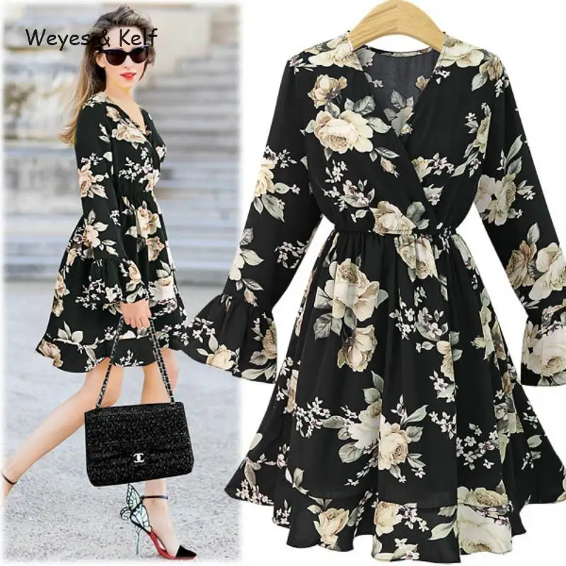 Weyes & Kelf размера плюс повседневные цветочный Рисунок с длинным рукавом