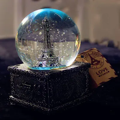 12*8 см Франция башня снежный глобус стеклянная музыкальная шкатулка в виде