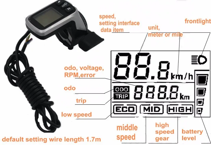 ЖК-дисплей 124 с переключателем большого пальца+ контроллер BLDC 24v36v48v250w350w Датчик Холла тормоз электрический скутер велосипед MTB diy часть