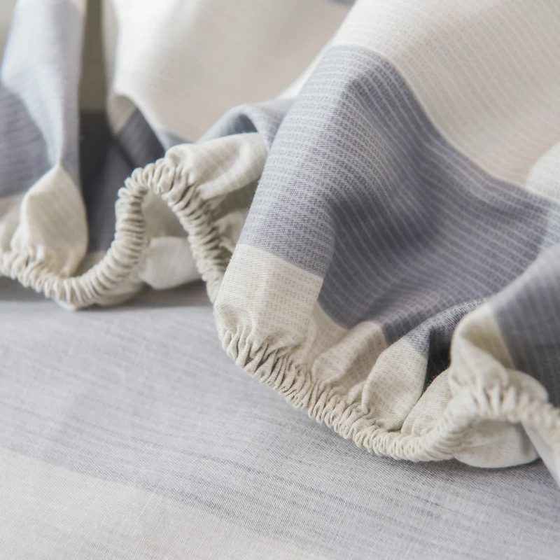 Серо-белый полосатый белый Рисунок медведя хлопковый комплект простыней двойной