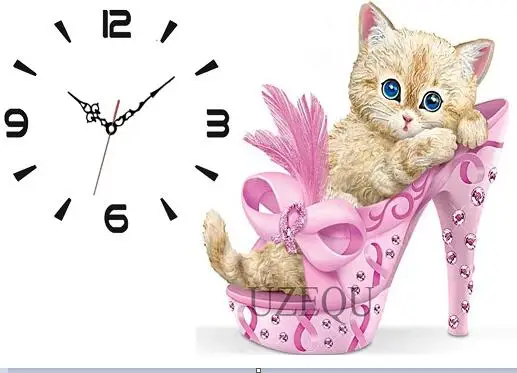 Clock painting 6 5D DIY Алмазная картина мультфильм Животные Кошки полная круглая/квадратная Алмазная вышивка настенные часы сова, крест Рукоделие украшение - Цвет: Clock painting 6