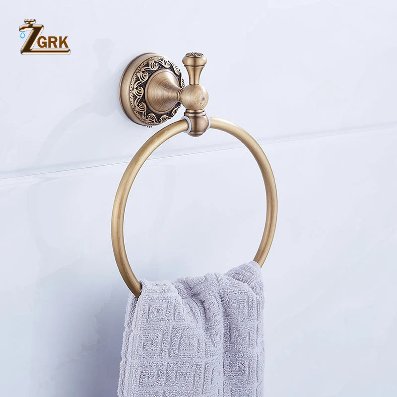 zgrk all copper brushed bathroom series european modern towel ring toilet paper holder cup holder robe hook bathroom hardware free global shipping