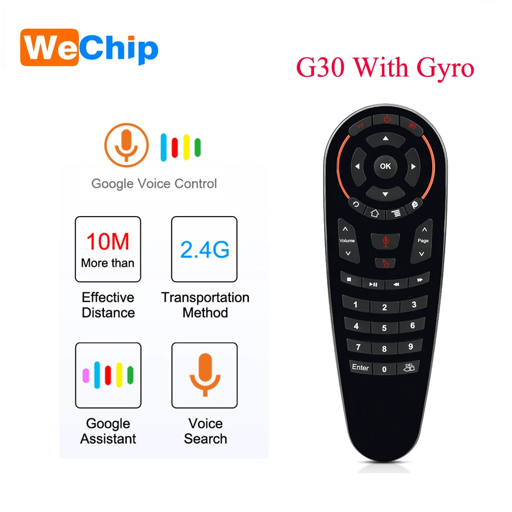 Wechip G30 голосовой пульт дистанционного управления 2,4G Беспроводная воздушная мышь микрофон гироскоп ИК обучение для Android tv box HK1 H96 Max X96 mini