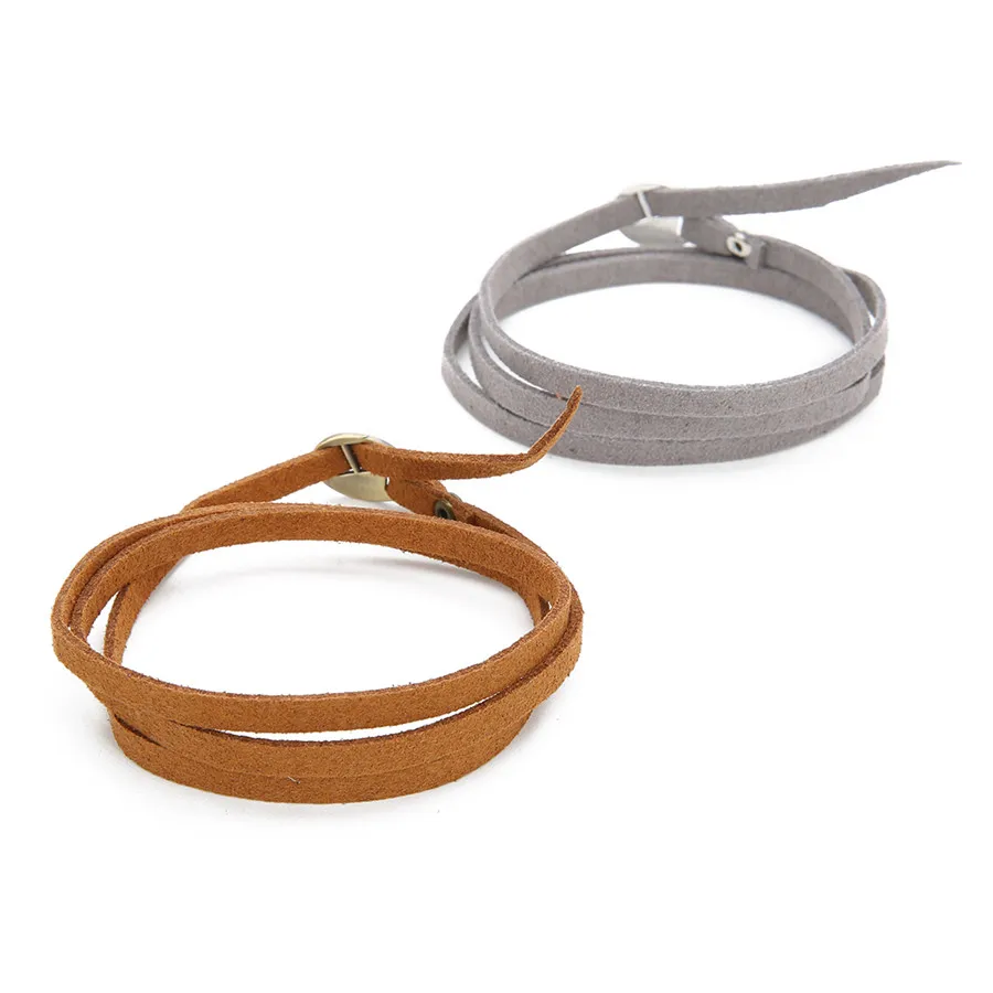 Ckysee 1Pcs/lot Multilayer Leather Bracelet With Metal Clasps Coffee Grey Color Handmade Wrap Bangles Boho Jewelry | Украшения и