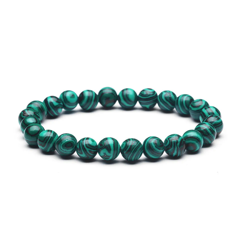Green Malachite Высокое Качество Натуральный Красочный Зеленый Малахит Мужчины Браслеты Браслет для Мужчин Буддийские бусы Мужской Браслет Шарма Подарок На День Рождения - Окраска металла: Green Malachite