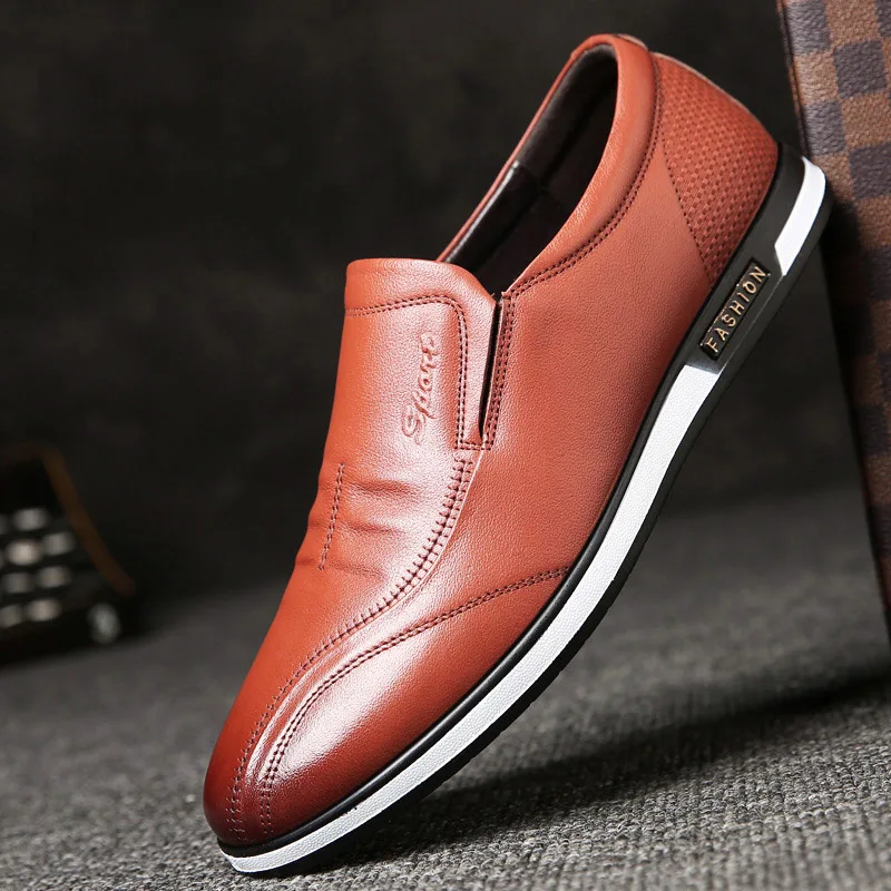 Мужские кожаные туфли известного бренда дышащие пригодные для носки